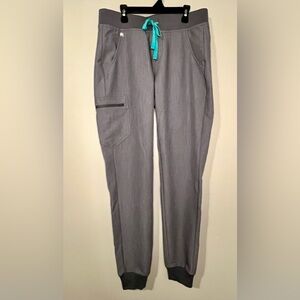 Figs Gray Joggers with Teal Drawstring